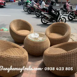 Bàn ghế mây nhựa sân vườn 727957