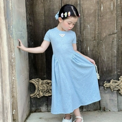 VÁY ĐÔI / COUPLE MẸ VÀ BÉ GÁI váy đầm maxi thun cột nơ phía sau kèm chun cột tóc 474127