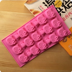 Khuôn silicon làm rau câu, socola 15 mèo Kitty - Mã số 1244 338695