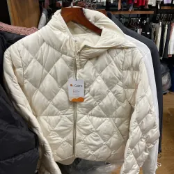 Áo lông vũ màu trắng có mũ siêu nhẹ ấm