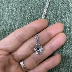 Dây bạc 925 mặt đá Saphire tự nhiên xanh đen 1000824