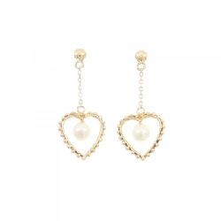 Bông tai ngọc trai Akoya hình trái tim K18YG 4.3mm - Hàng hiệu chính hãng