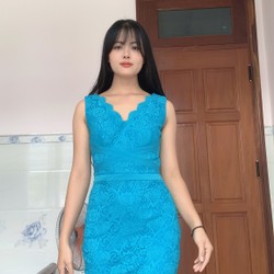 Đầm body ren xanh pass 150 185801