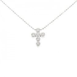 K18WG Dây chuyền kim cương chéo 0.14CT - Hàng hiệu Chính hãng