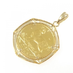 K18YG(枠) Đồng xu Mặt dây chuyền - Hàng hiệu Chính hãng 863918