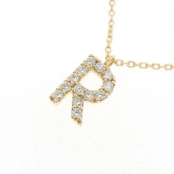 K18YG Chữ cái R Dây chuyền Kim cương 0.09CT - Hàng hiệu Chính hãng 858969