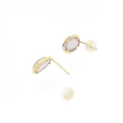 K18YG Chalcedony Bông Tai - Hàng hiệu Chính hãng 870508