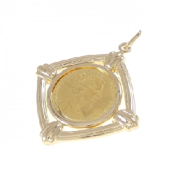 K18YG(枠) Mặt dây chuyền đồng xu - Hàng hiệu Authentic