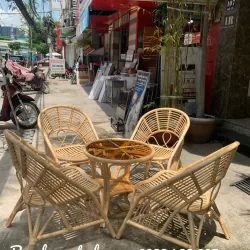 Bàn ghế uống trà mây tre đan 795969