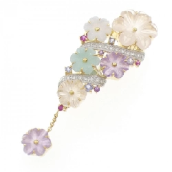 Yamasaki Yumiko Brooch Đá Màu - Hàng hiệu Chính hãng