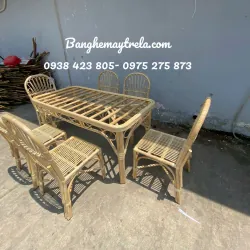 Bàn ghế ăn mây tre 783595