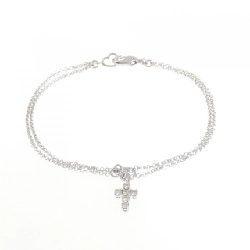 Ponte Vecchio Heart × Cross Diamond Bracelet 0.12CT 666550