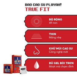 Bao Cao Su PlayAh True Fit Ôm Sát Hộp 3 size 49mm size nhỏ vừa vặn 166290