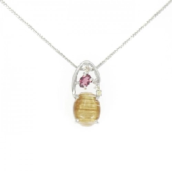 K18WG Dây chuyền đá màu - Hàng hiệu Authentic