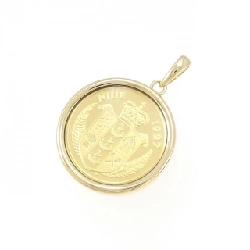 K18YG(枠) Dây chuyền đồng xu kim cương - Hàng hiệu Authentic 866442