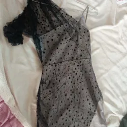 Váy dây lệch vai Kiểu size xs màu xám chấm bi trẻ trung  576390