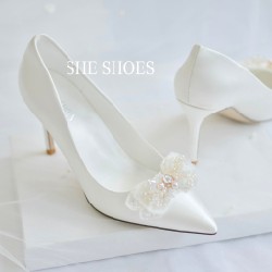 Giày cưới ♥️size 37♥️ Giày cao gót trắng cô dâu cao cấp, độc quyền bởi SHE SHOES  47689