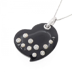 K18WG Dây chuyền hình trái tim Onyx - Hàng hiệu Chính hãng 860337