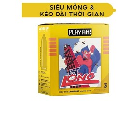 Bao Cao Su PlayAh Last Long Siêu Mỏng Kéo Dài Quan Hệ Thời Gian Hộp 3 size 52mm 175547