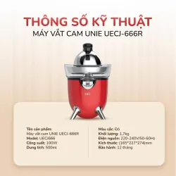 Máy vắt cam điện tự động UNIE UECJ-666R 100W — ép nhanh, chống nhỏ giọt, vận hành êm 578111