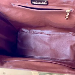 Kwanpen Túi xách nữ da cá sấu cao cấp màu nâu đỏ hàng hiệu 974438