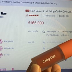 Son kem và má hồng Cathy Doll Lip & Cheek Nude Matte Tint 3.5g #06 PEACH UP 71514