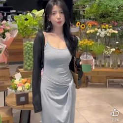 Váy thun xoắn eo 2 dây 695993