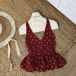 ÁO CỔ YẾM BUỘC NƠ SAU CHUN LƯNG DÁNG BÍ PHỒNG SIÊU XINH 1004384