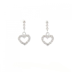K18WG Bông tai kim cương hình trái tim 0.22CT - Hàng hiệu chính hãng