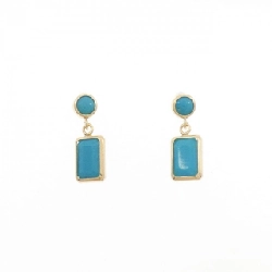 K18YG Bông tai ngọc lam - Hàng hiệu Authentic