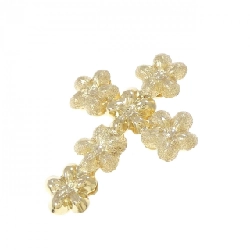 Mặt dây chuyền hoa × chéo 750YG - Hàng hiệu Authentic