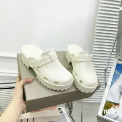 Dép lê nữ quai ngang màu trắng đục cao su dày đế bục 1024433