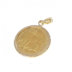 K18YG(枠) Mặt dây chuyền đồng xu - Hàng hiệu Authentic 865325