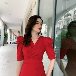 Đầm body đỏ tôn dáng che khuyết điểm size M new tag 367563