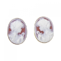K18YG Shell Cameo Bông Tai - Hàng hiệu Chính hãng
