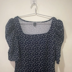 Đầm ôm body xanh navy tim trắng 95% sizeL 536303