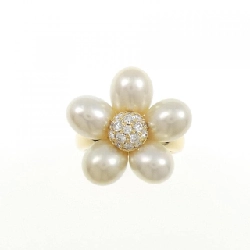 Nhẫn hoa ngọc trai trắng K18YG - Hàng hiệu Authentic 847954