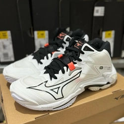 Giày bóng chuyền mizuno wave lightning z8, size 40.5, màu trắng, chính hãng mới nguyên hộp