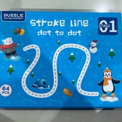 Đồ chơi giáo dục cho bé - Chính hãng Puzzle stroke line Viết vẽ xoá được + 6 bút lông