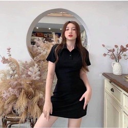 Váy Polo Trơn Nữ Ôm Body Tay Ngắn Dáng Chữ A Nguyên Mác - Size L  70797