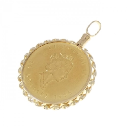 K18YG(枠) Đồng xu mặt dây chuyền - Hàng hiệu Authentic 865907