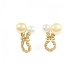 K18YG Bông tai ngọc trai Akoya - Hàng hiệu Authentic