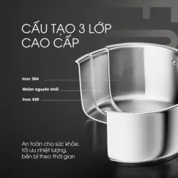 Bộ nồi chảo inox liền khối KALITE ECO Trio, inox 304 an toàn, cấu trúc 3 lớp, bắt từ tốt 931512
