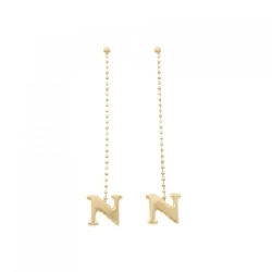K18YG Chữ cái N Bông tai - Hàng hiệu Chính hãng