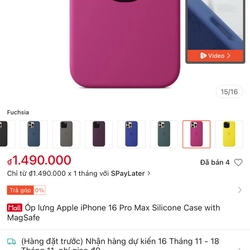 Vỏ bọc Iphone 16 Pro Max Silicone chính hãng