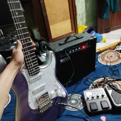Bán combo Guitar điện Sqoe SEST610 HSS + Amp Cool Music DM20 + NUX MG-100 , dùng 2 thán