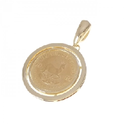 K18YG(枠) Đồng xu mặt dây chuyền - Hàng hiệu Authentic