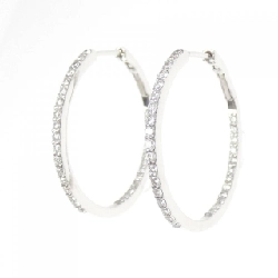 K18WG Bông tai kim cương hình vòng 0.60CT - Hàng hiệu Chính hãng