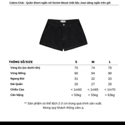 QUẦN SHORT NGẮN NỮ CẠP TRỄ CALEM CLUBC CHẤT LIỆU JEAN - MÀU XANH THAN 738905