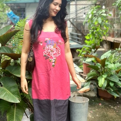 Váy linen bột used còn mới lắm vẽ tay thiết kế  465815
